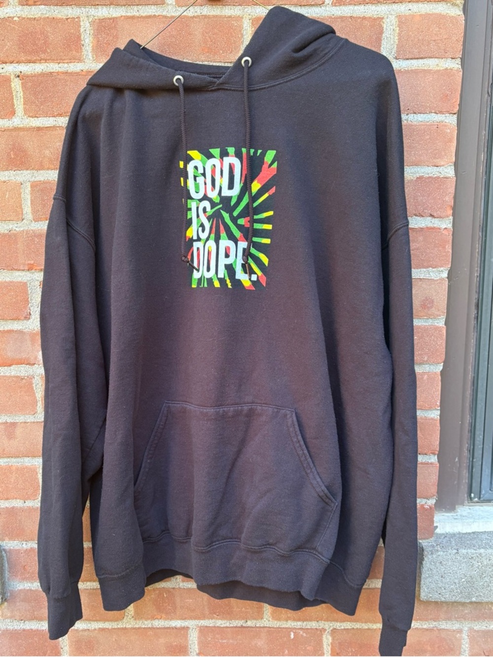God Is Dope Rastafari Hoodie Mens Size 2XL Black - Picture 2 of 6